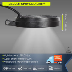 3.35" 48W Round LED Spotlights for Trucks Pickup SUV ATV Offroad Fog Flood Work Pod Light Bulbs Bar - White SAWE Lighting