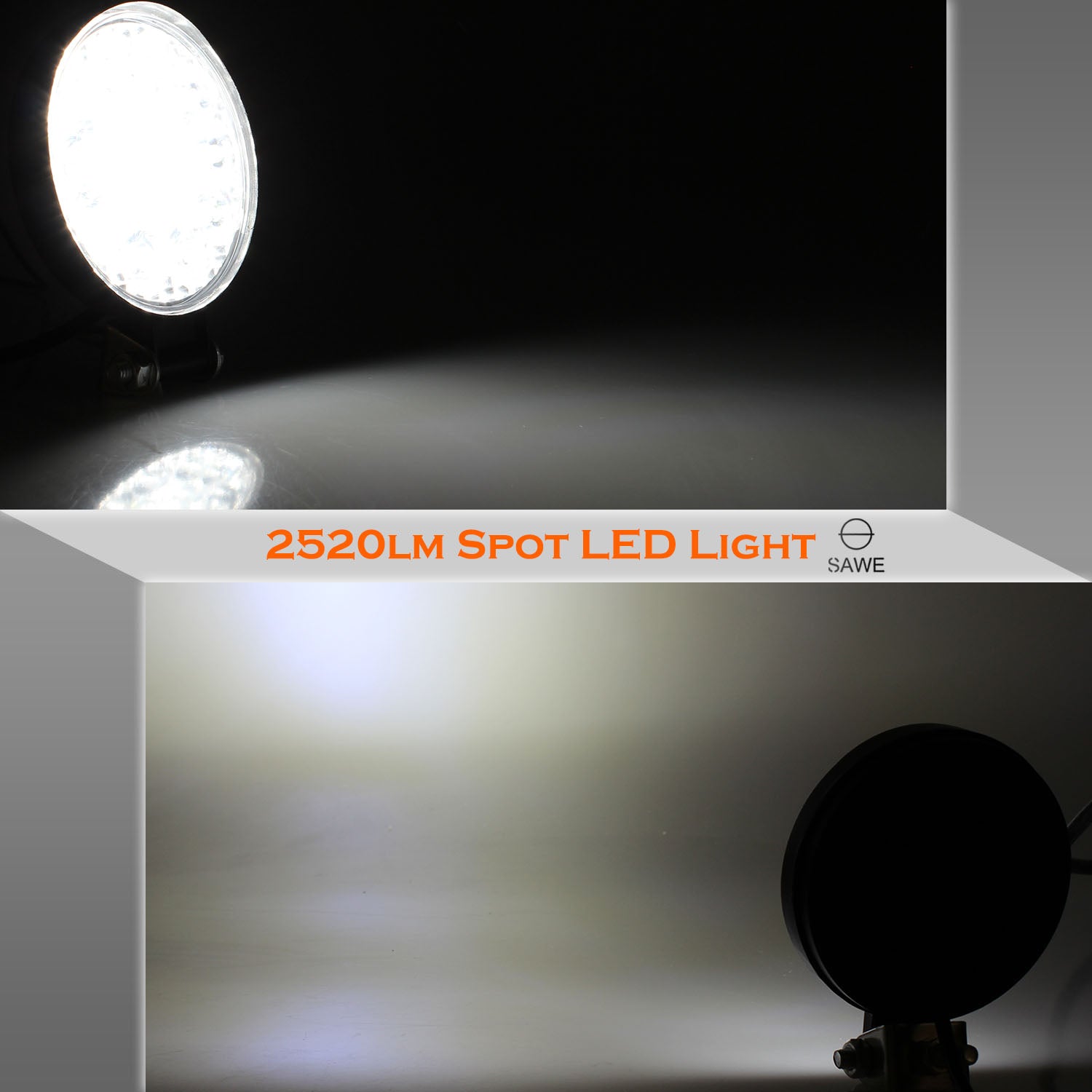 3.35" 48W Round LED Spotlights for Trucks Pickup SUV ATV Offroad Fog Flood Work Pod Light Bulbs Bar - White SAWE Lighting