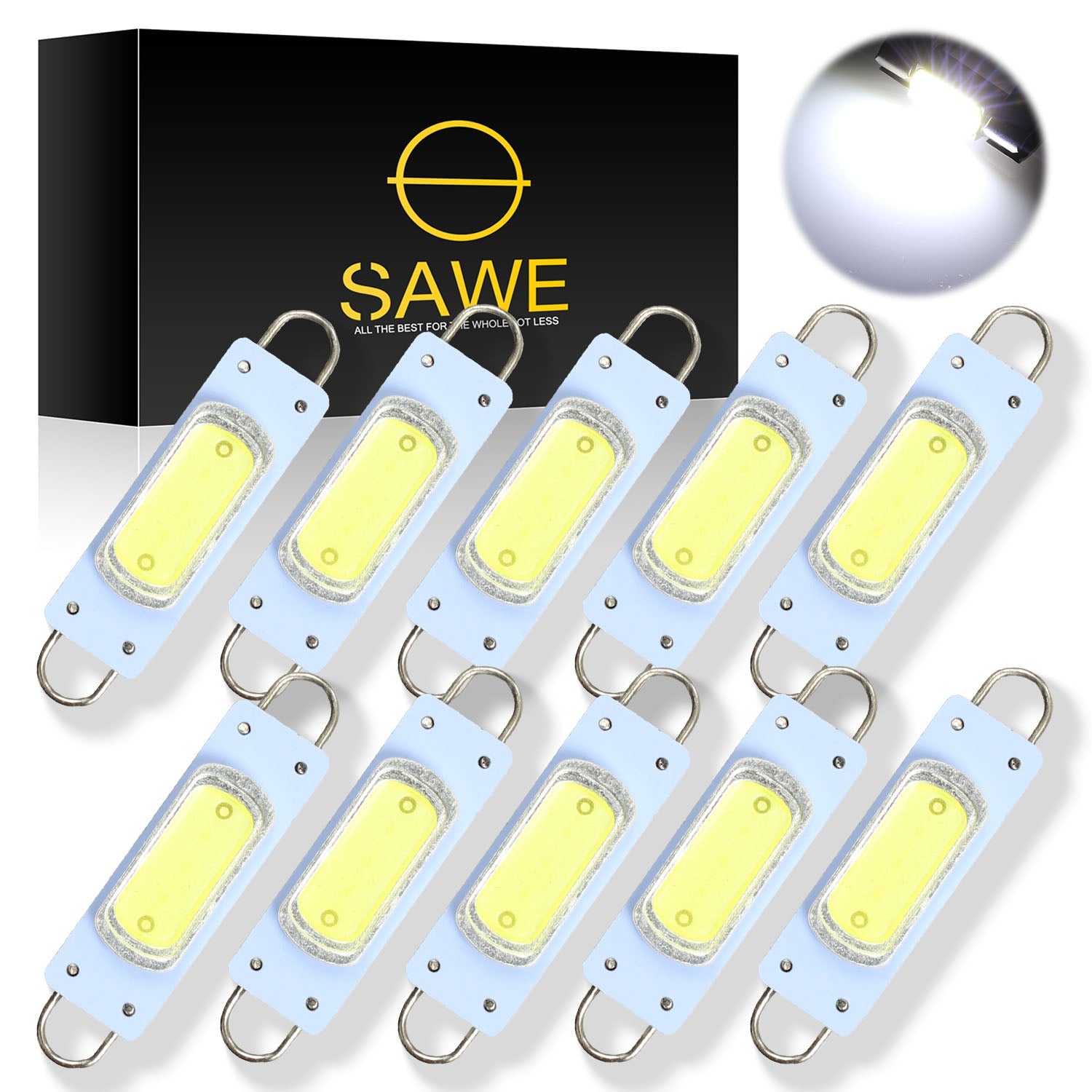 SAWE ® 561 563 567 564 212-2 LED Bulbs Festoon 44mm COB Rigid Loop Interior Lights - White SAWE Lighting