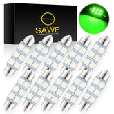 SAWE ® 578 211-2 212-2 41mm 42mm LED Light Bulb 5050 6SMD Interior Dome Map Door Courtesy Trunk Lights - Green SAWE Lighting