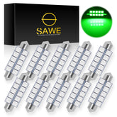 SAWE ® 578 211-2 212-2 44mm LED Bulb 5050 10SMD Interior Dome Map Door Courtesy Light Trunk Lights - Green SAWE Lighting