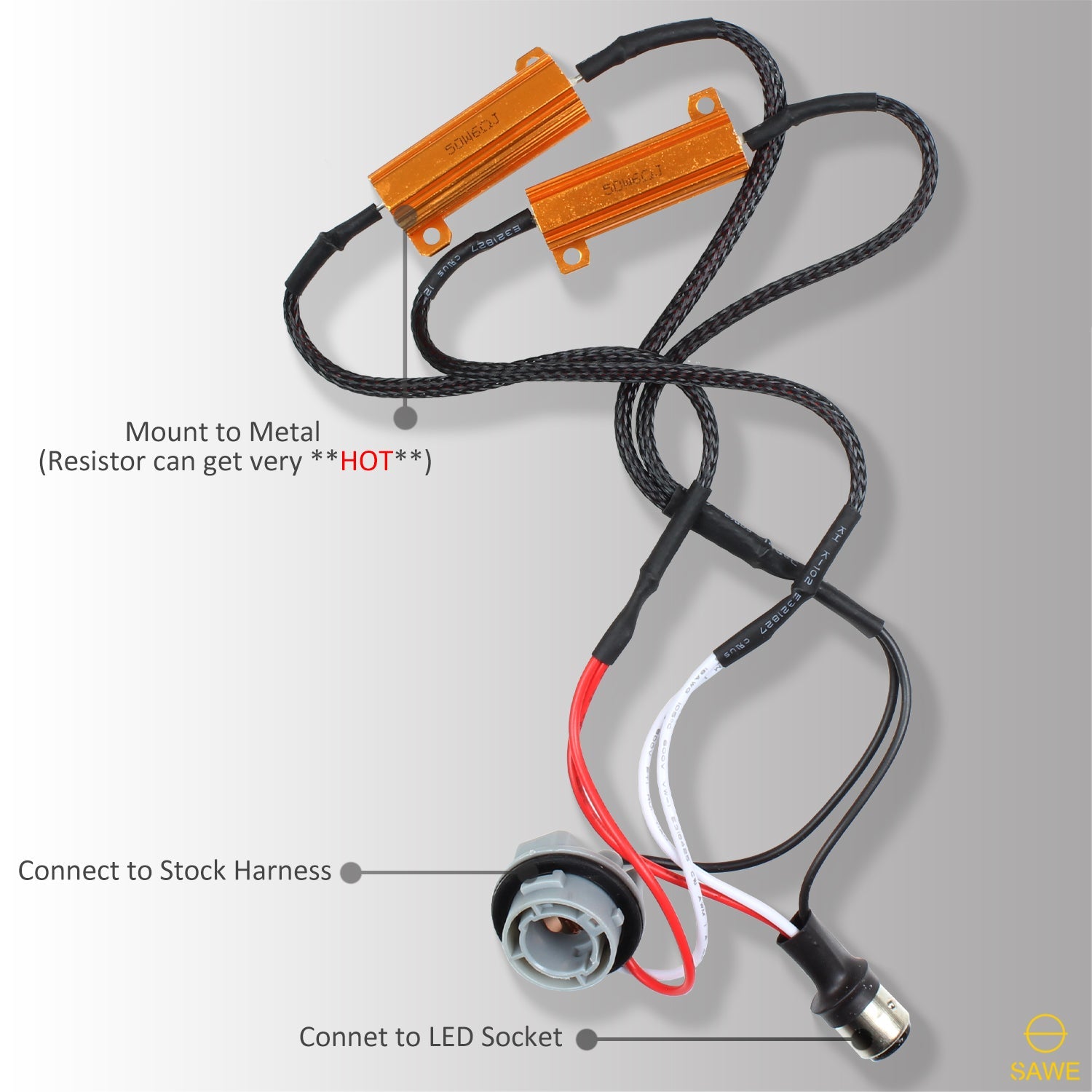 1157 LED Turn Signal Load Resistor Adapter Anti Hyper Flash Error Canceler SAWE Lighting