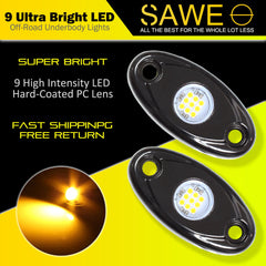 LED Rock Light Pods Lights for Offroad Car Truck ATV Underbody Wheel Grille and Surface Mount - Amber SAWE Lighting
