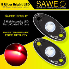 LED Rock Light Pods Lights for Offroad Car Truck ATV Underbody Wheel Grille and Surface Mount - Red SAWE Lighting