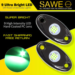 LED Rock Light Pods Lights for Offroad Car Truck ATV Underbody Wheel Grille and Surface Mount - Green SAWE Lighting