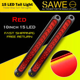 15-LED 10" Inch Red LED Truck Trailer Strip 3rd Brake Lights Rear Turn Tail Light Bar SAWE Lighting