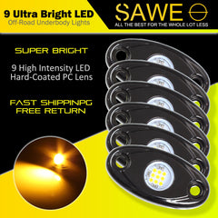 LED Rock Light Pods Lights for Offroad Car Truck ATV Underbody Wheel Grille and Surface Mount - Amber SAWE Lighting