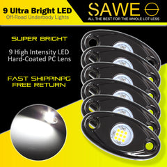 LED Rock Light Pods Lights for Offroad Car Truck ATV Underbody Wheel Grille and Surface Mount - White SAWE Lighting