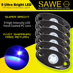 LED Rock Light Pods Lights for Offroad Car Truck ATV Underbody Wheel Grille and Surface Mount - Blue SAWE Lighting