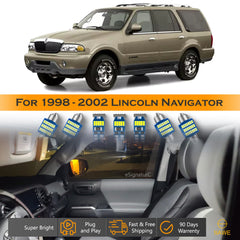 For Lincoln Navigator Interior LED Lights - Dome & Map Light Bulb Package Kit for 1998 - 2002 - White SAWE Lighting