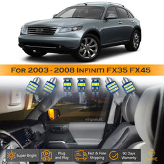 For Infiniti FX35 FX45 Interior LED Lights - Dome & Map Light Bulbs Package Kit for 2003 - 2008 - White SAWE Lighting