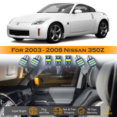 For Nissan 350Z Interior LED Lights - Dome & Map Light Bulbs Package Kit for 2003 - 2008 - White SAWE Lighting