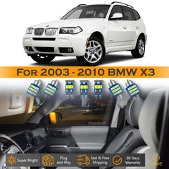 For BMW X3 E83 Interior LED Lights - Dome & Map Light Bulb Package Kit for 2004 - 2010 - White SAWE Lighting