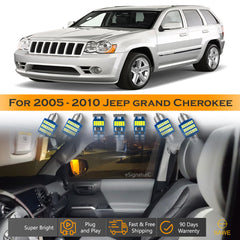 For Jeep Grand Cherokee Interior LED Lights - Dome & Map Light Bulbs Package Kit for 2005 - 2010 - White SAWE Lighting