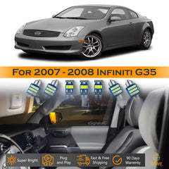 For Infiniti G35 Interior LED Lights - Dome & Map Light Bulbs Package Kit for 2007 - 2008 - White SAWE Lighting