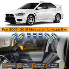 For Mitsubishi Lancer Evolution Interior LED Lights - Dome & Map Light Bulb Package Kit for 2007 - 2015 - White SAWE Lighting