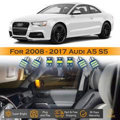 For Audi A5 S5 Interior LED Lights - Dome & Map Light Bulbs Package Kit for 2008 - 2017 - White SAWE Lighting