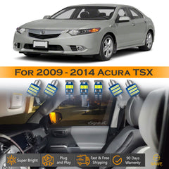 For Acura TSX Interior LED Lights - Dome & Map Light Bulbs Package Kit for 2009 - 2014 - White SAWE Lighting