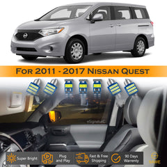 For Nissan Quest Interior LED Lights - Dome & Map Light Bulbs Package Kit for 2011 - 2017 - White SAWE Lighting