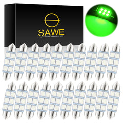 SAWE ® 578 211-2 212-2 41mm 42mm LED Light Bulb 5050 6SMD Interior Dome Map Door Courtesy Trunk Lights - Green SAWE Lighting