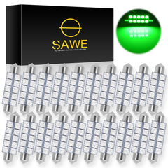 SAWE ® 578 211-2 212-2 44mm LED Bulb 5050 10SMD Interior Dome Map Door Courtesy Light Trunk Lights - Green SAWE Lighting