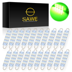 SAWE ® 561 563 567 211-2 212-2 LED Bulb Festoon 44mm 12smd Rigid Loop Interior Door Trunk LED Lights - Green SAWE Lighting