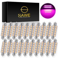 SAWE ® 578 211-2 212-2 44mm LED Bulb 5050 10SMD Interior Dome Map Door Courtesy Light Trunk Lights - Pink SAWE Lighting