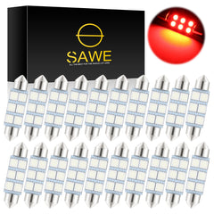 SAWE ® 578 211-2 212-2 41mm 42mm LED Light Bulb 5050 6SMD Interior Dome Map Door Courtesy Trunk Lights - Red SAWE Lighting