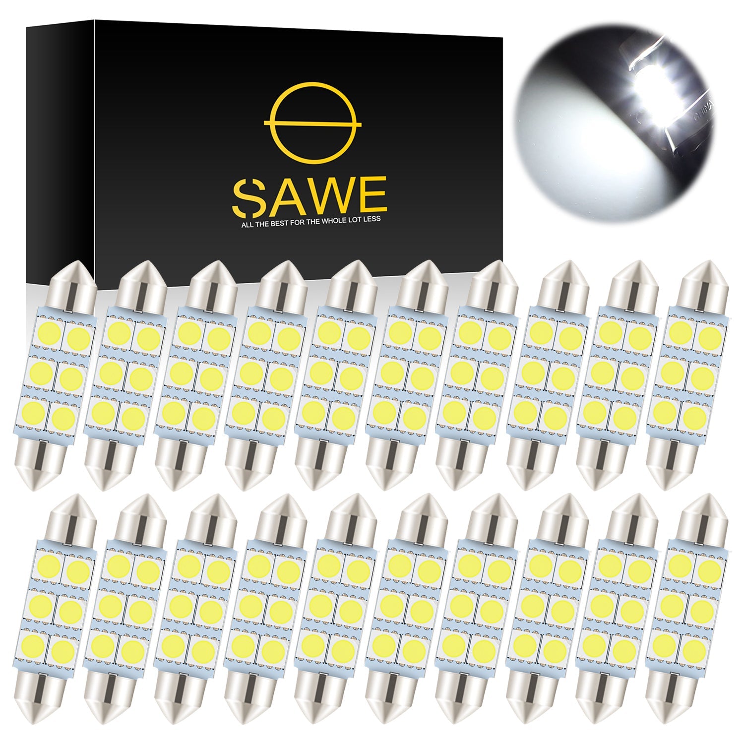 SAWE ® 578 211-2 212-2 41mm 42mm LED Light Bulb 5050 6SMD Interior Dome Map Door Courtesy Trunk Lights - White SAWE Lighting