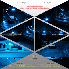SAWE ® T10 194 168 921 W5W LED Bulb 3014 15SMD License Plate Light Dome Map Trunk Lights or DRL Bulbs - Ice Blue SAWE Lighting