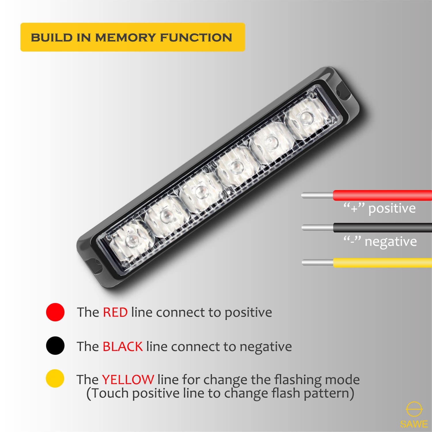 Premier Emergency LED Strobe Lights Bar for Offroad Car Truck Warning Hazard Flash Grille and Surface Mount Light - Amber White 6-LED SAWE Lighting