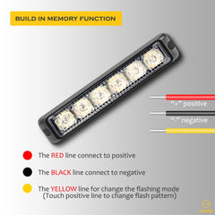 Premier Emergency LED Strobe Lights Bar for Offroad Car Truck Warning Hazard Flash Grille and Surface Mount Light - Amber 6-LED SAWE Lighting