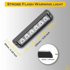 Premier Emergency LED Strobe Lights Bar for Offroad Car Truck Warning Hazard Flash Grille and Surface Mount Light - Amber White 6-LED SAWE Lighting