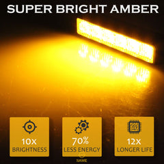 Premier Emergency LED Strobe Lights Bar for Offroad Car Truck Warning Hazard Flash Grille and Surface Mount Light - Amber 6-LED SAWE Lighting
