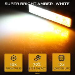 Premier Emergency LED Strobe Lights Bar for Offroad Car Truck Warning Hazard Flash Grille and Surface Mount Light - Amber White 6-LED SAWE Lighting