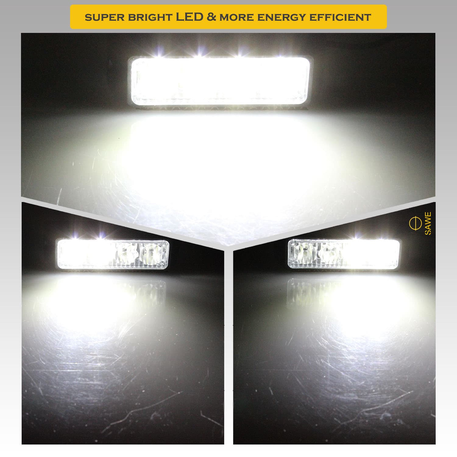 Premier Emergency LED Strobe Lights Bar for Offroad Car Truck Warning Hazard Flash Grille and Surface Mount Light - White 4-LED SAWE Lighting