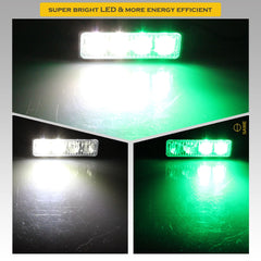Premier Emergency LED Strobe Lights Bar for Offroad Car Truck Warning Hazard Flash Grille and Surface Mount Light - Green / White 4-LED SAWE Lighting