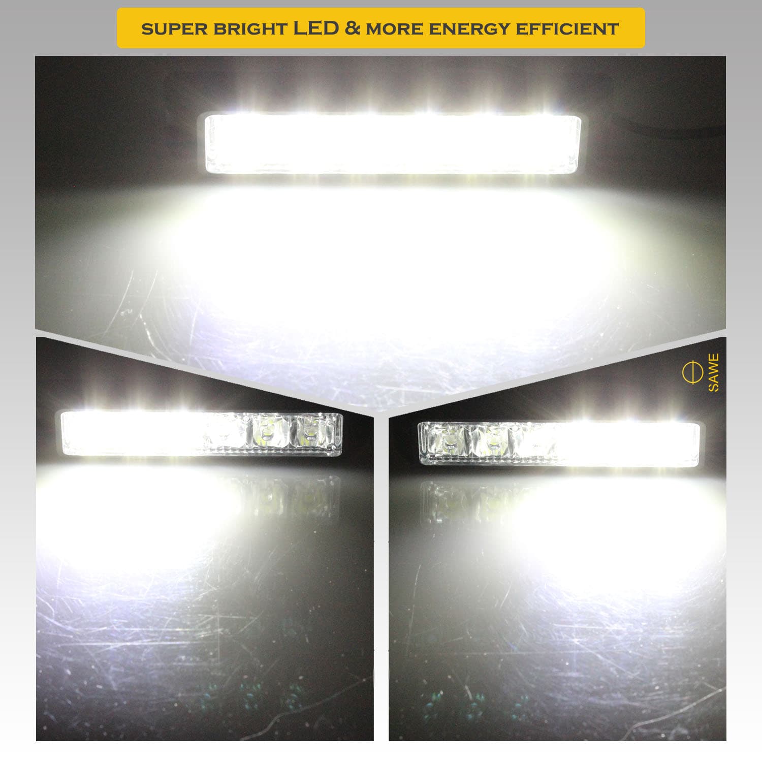 Premier Emergency LED Strobe Lights Bar for Offroad Car Truck Warning Hazard Flash Grille and Surface Mount Light - White 6-LED SAWE Lighting