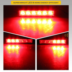 Premier Emergency LED Strobe Lights Bar for Offroad Car Truck Warning Hazard Flash Grille and Surface Mount Light - Red 6-LED SAWE Lighting