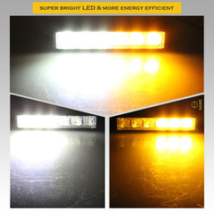 Premier Emergency LED Strobe Lights Bar for Offroad Car Truck Warning Hazard Flash Grille and Surface Mount Light - Amber White 6-LED SAWE Lighting