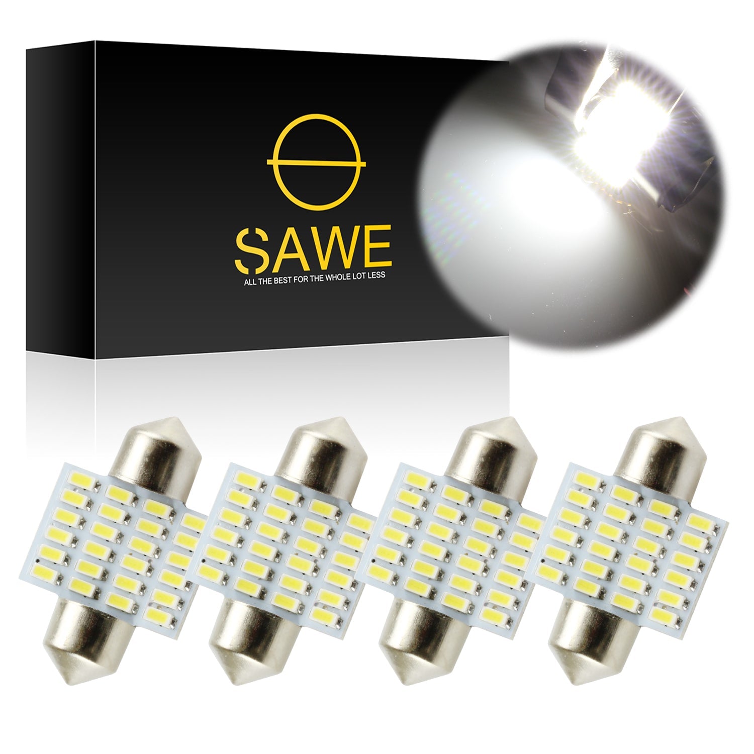 SAWE ® 31MM LED Interior Bulbs for Truck Map Dome Festoon Light 24SMD DE3022 DE3175 - White SAWE Lighting