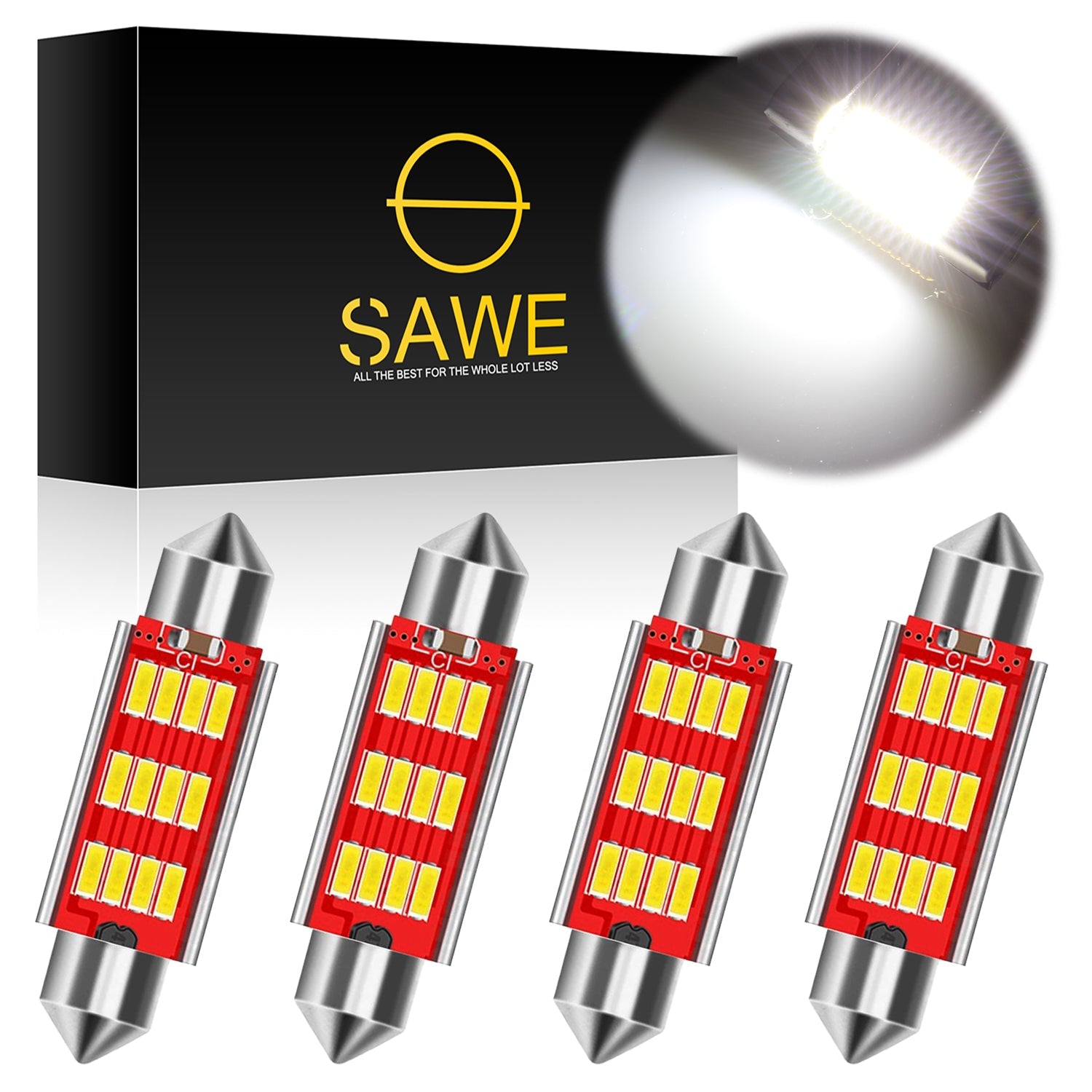 SAWE ® 578 211-2 212-2 41mm 42mm LED Bulb 4014 12SMD Interior Dome Map Door Courtesy Trunk Cargo Canbus Lights - White SAWE Lighting