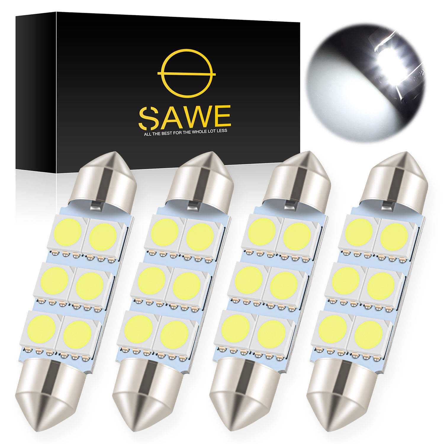 SAWE ® 578 211-2 212-2 41mm 42mm LED Light Bulb 5050 6SMD Interior Dome Map Door Courtesy Trunk Lights - White SAWE Lighting