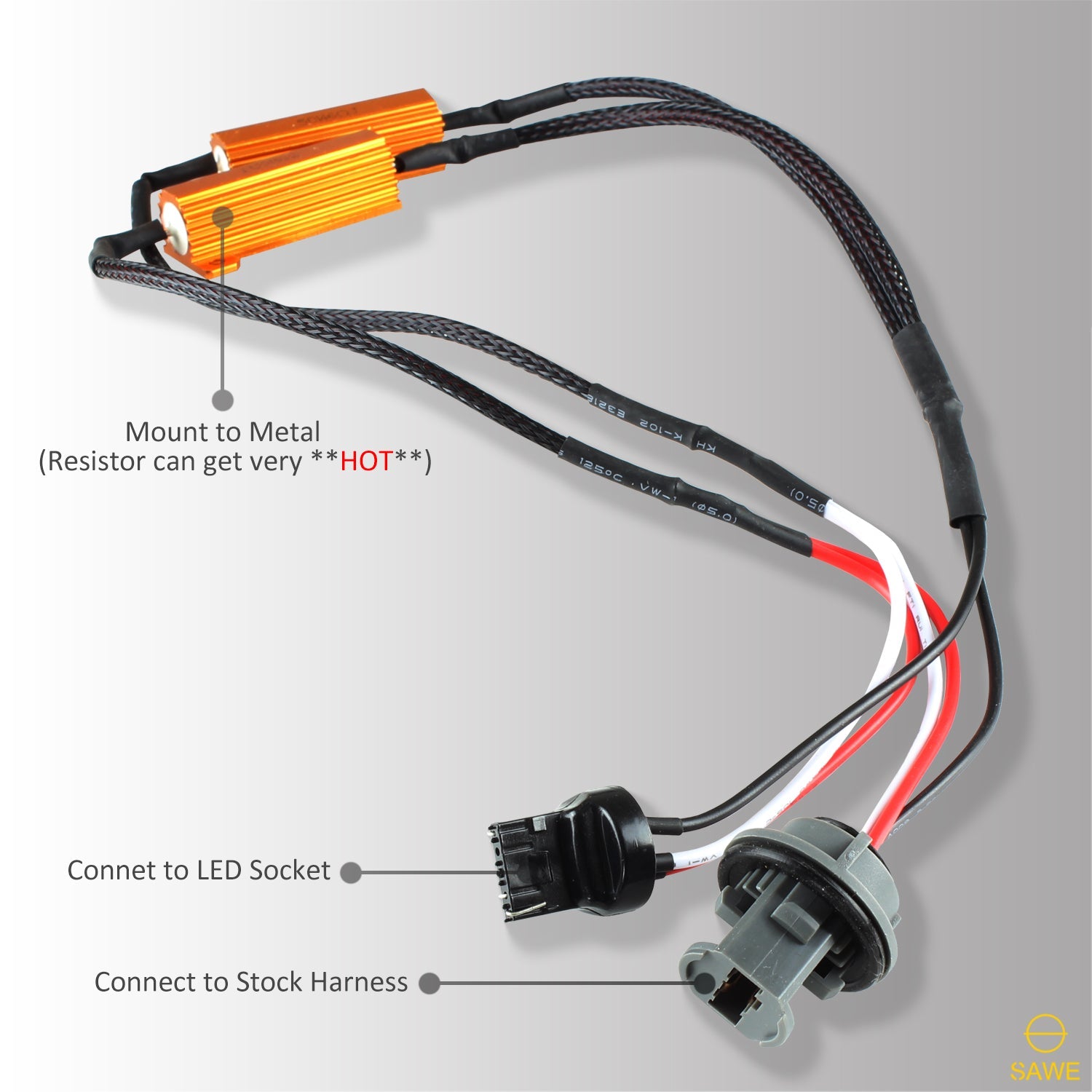 7443 7444 Front LED Turn Signal Resistor Adapter Anti Hyper Flash Error Canceler SAWE Lighting
