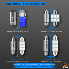 SAWE For GMC Yukon Interior LED Lights Bulb Replacement Kit (2007 - 2014) – Dome, Map, Trunk, License Plate – Red | Green | Ice Blue | Pink | Blue Upgrade Kit (14 Bulbs) SAWE Lighting