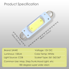 SAWE ® 561 563 567 564 212-2 LED Bulbs Festoon 44mm COB Rigid Loop Interior Lights - White SAWE Lighting