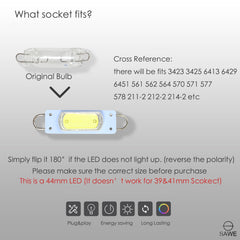 SAWE ® 561 563 567 564 212-2 LED Bulbs Festoon 44mm COB Rigid Loop Interior Lights - White SAWE Lighting