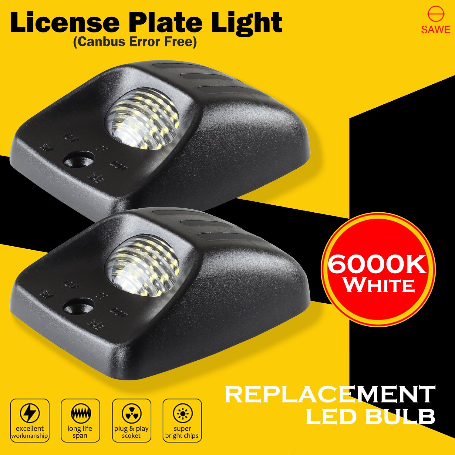 For 1995 - 2004 Toyota Tacoma Red OLED Tube LED License Plate Light Lamp Housing SAWE Lighting