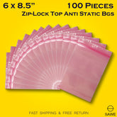Pink Anti Static Shielding ESD Bags 6 x 8.5" Inch Zip Lock Resealable for Varieties of Electronic Device 4 Mil SAWE Lighting