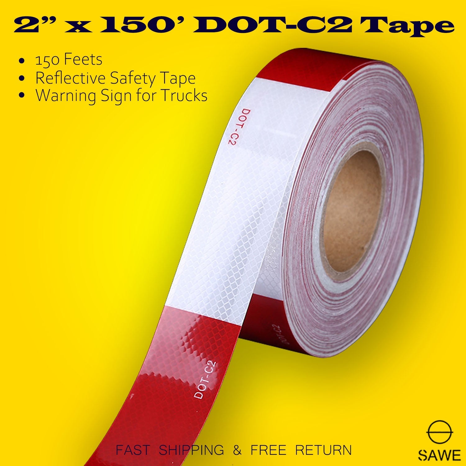 2"x 150' DOT-C2 Reflective Safety Warning Conspicuity Tape Honeycomb Design Truck SAWE Lighting